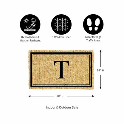 Monogram Coir Mat, Letter "T"