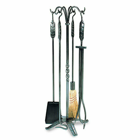 5-Piece Fireplace Tool Set with Leaf Handles