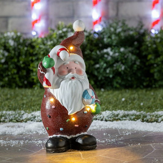 Baking Spirits Bright Santa LED Garden Statue
