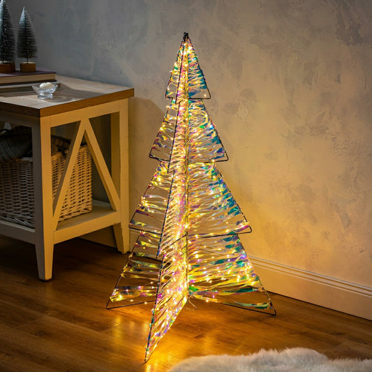 Season to Sparkle LED Table Decor Plastic and Metal Tree Iridescent, 3