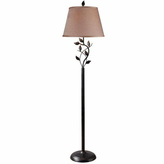 Vine Leaves Rubbed Bronze Finish Floor Lamp with 15-inch Gold Tapered