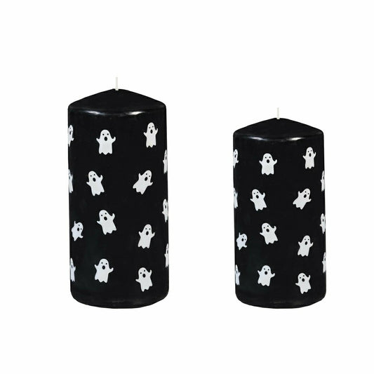 Haunted House Ghost Pillar Wax Candle, Set of 2