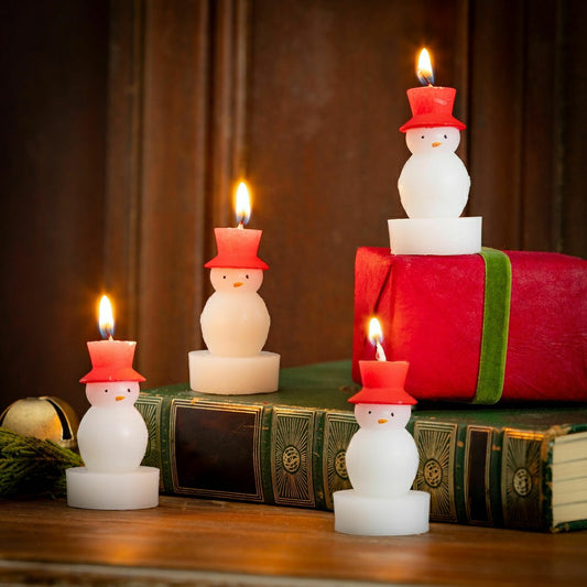 Joyful Traditions Candle, Snowman Shaped Wax Candle, Set of 4