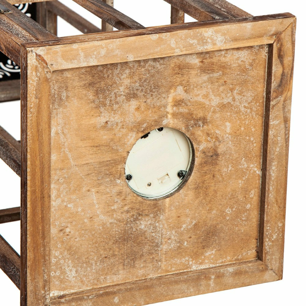 Set of 3 Nested Wood and Metal Lanterns w LED Candle