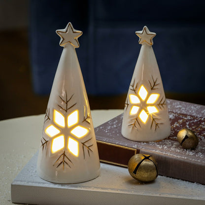 Season to Sparkle LED Table Decor Ceramic Christmas Tree with Snowflak