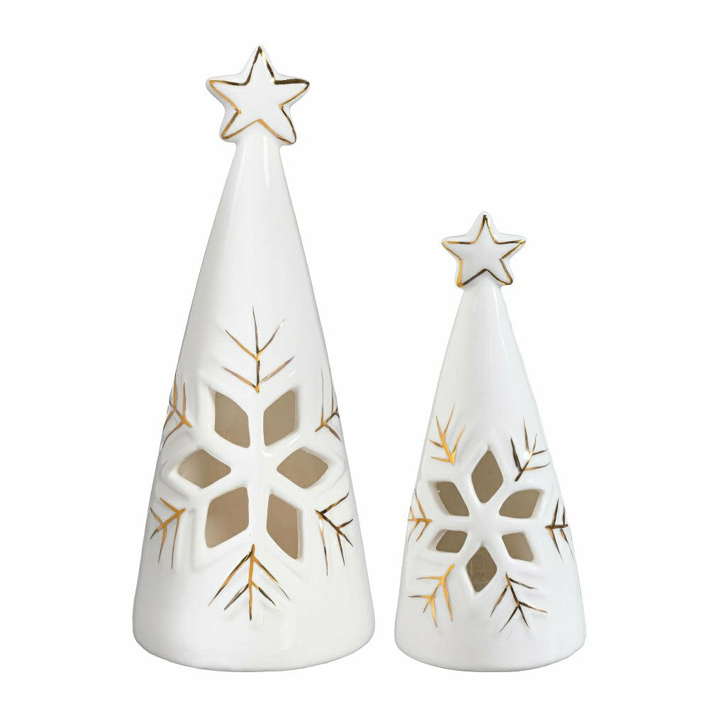 Season to Sparkle LED Table Decor Ceramic Christmas Tree with Snowflak