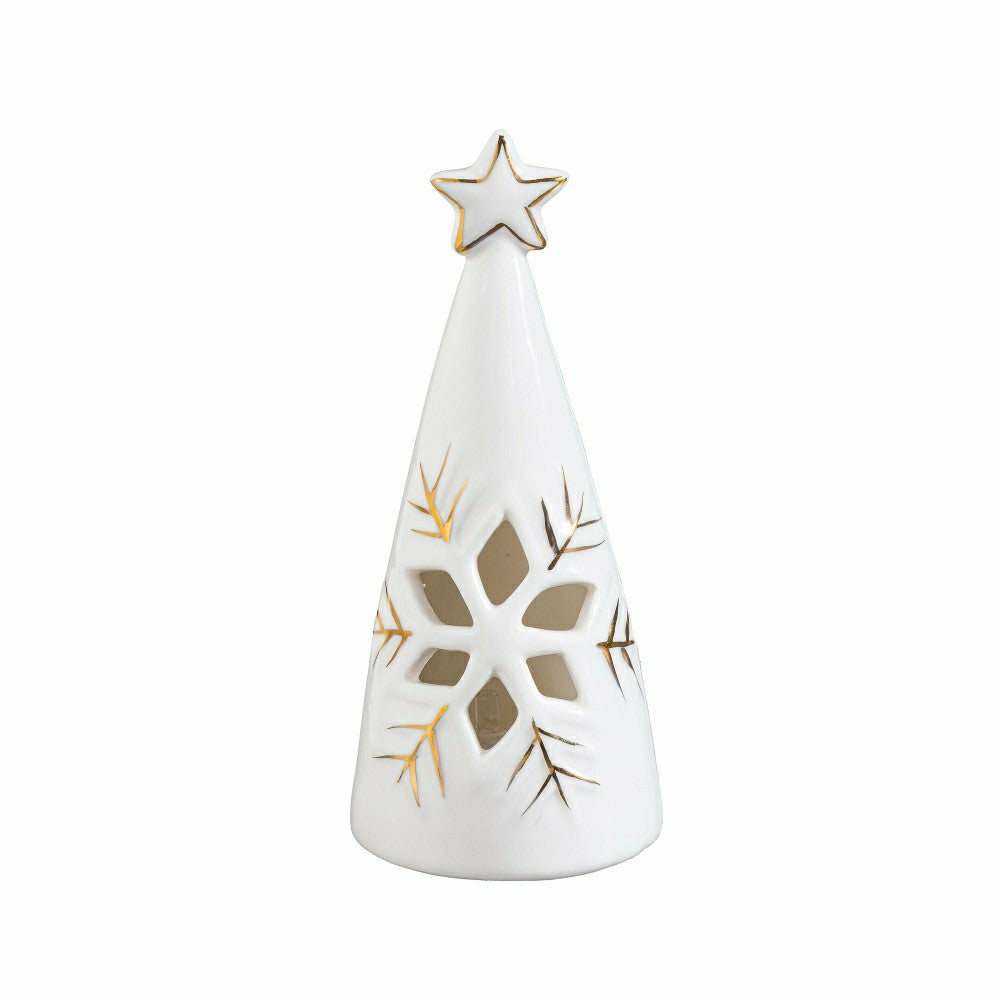 Season to Sparkle LED Table Decor Ceramic Christmas Tree with Snowflak