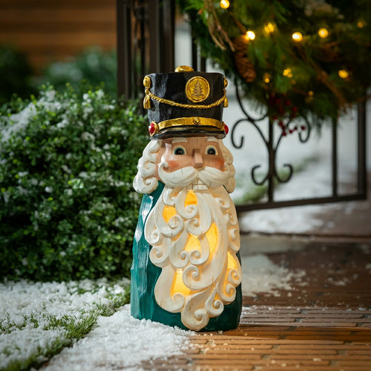 Joyful Traditions 16" LED Resin Nutcracker Garden Statue