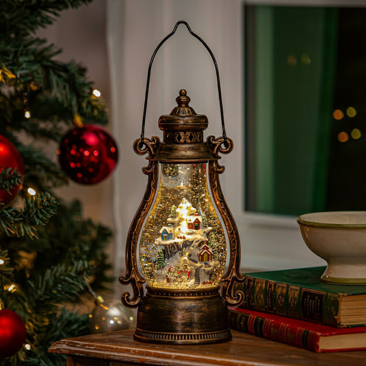 Hearfelt Cheer LED Table Decor Holiday Scene Plastic Water Lantern, 11
