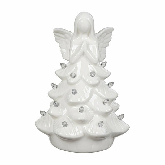 Nativity LED Table Decor Ceramic Angel Tree, 7.25"H