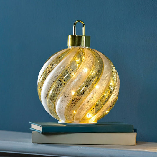 Season to Sparkle LED Table Decor Ornament Shaped Rotating Glass, 10"H