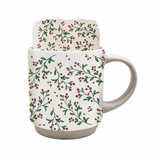 Snowbirds Drinkware Gift Set Ceramic Cup and Kitchen Towel, 12oz, 18"