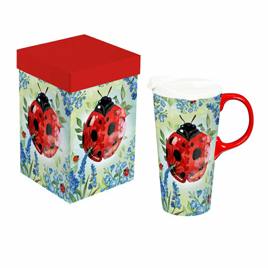Cottage Garden Ceramic Perfect Cup, Lady Bug, 17oz, Gift Box