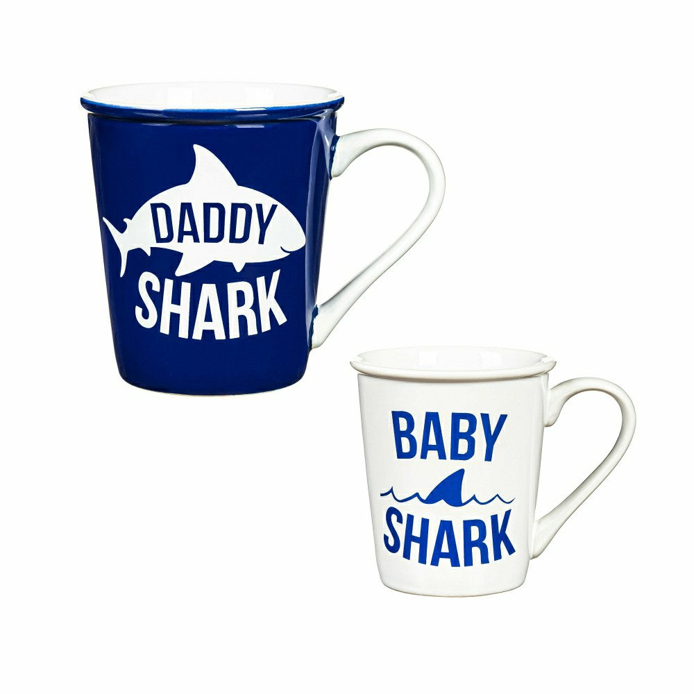 Daddy and Me Drinkware Gift Sets Ceramic Cup O' Java, Daddy Shark/Baby