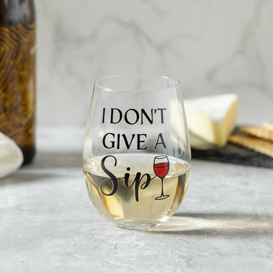 Just for Laughs Wine Glass Stemless, "I Don't Give A Sip", 17oz, Gift