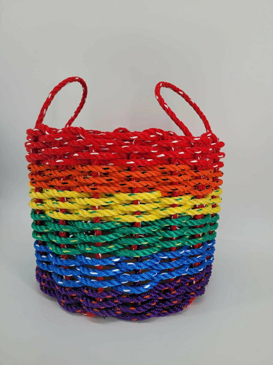 Authentic Maine Lobster Rope Storage Basket, Rainbow