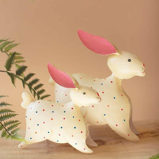 Metal Rabbit Garden Statue, Set of 2