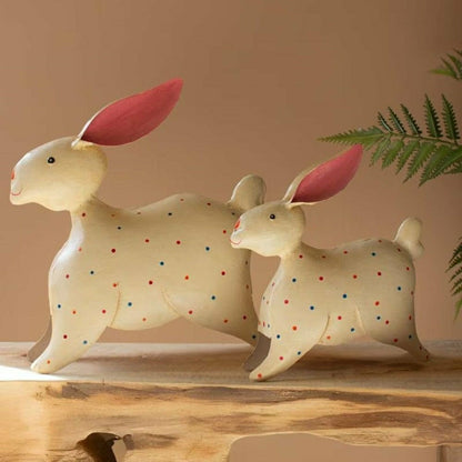 Metal Rabbit Garden Statue, Set of 2