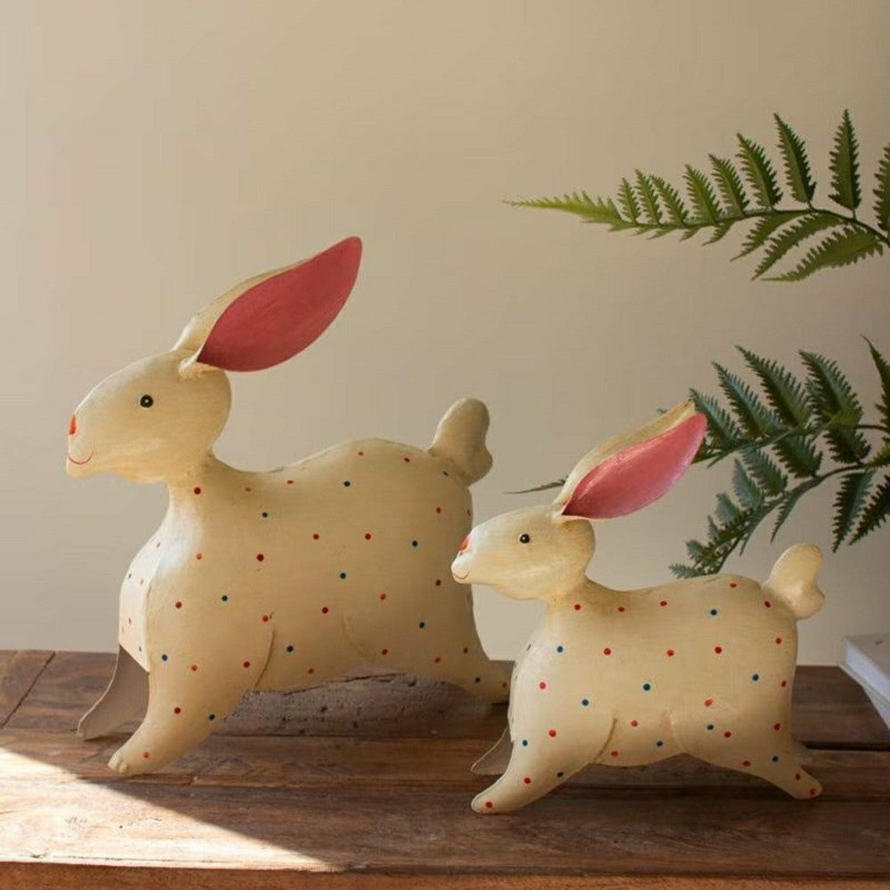 Metal Rabbit Garden Statue, Set of 2