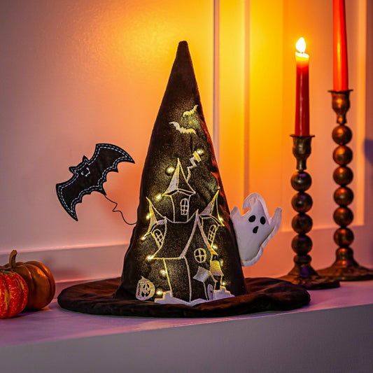 Witch Hat LED Fabric Table Décor, 13.75"H
