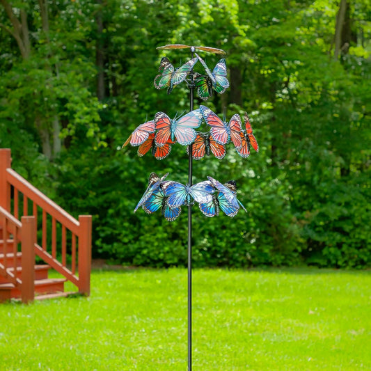 Metal Butterfly Wind Spinner, 85"H