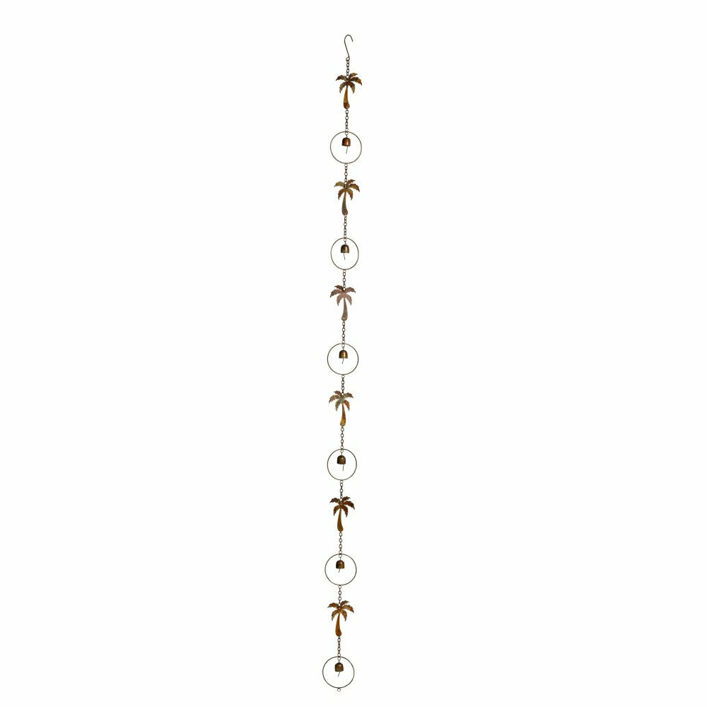 Palm Beach Rain Chain, Metal, Palm Tree and Bell, 72"