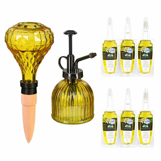Glass Watering Set, including One Mister, One Watering Globe and 6 Pla