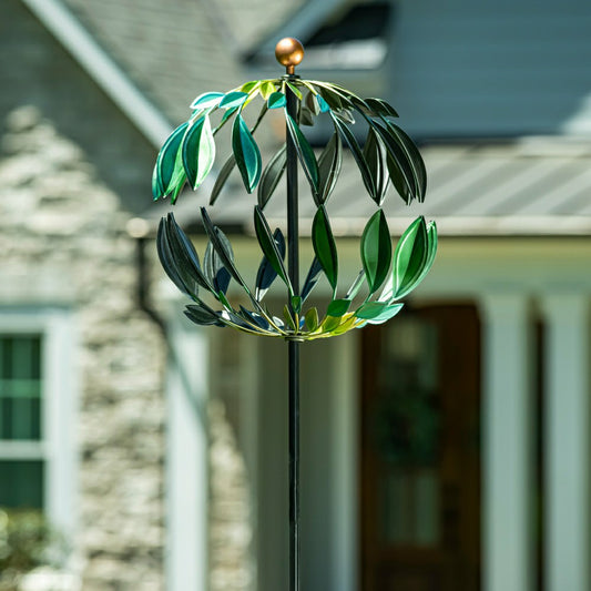 Metal Wind Spinner, Blue Butterfly & Flowers, 74"H