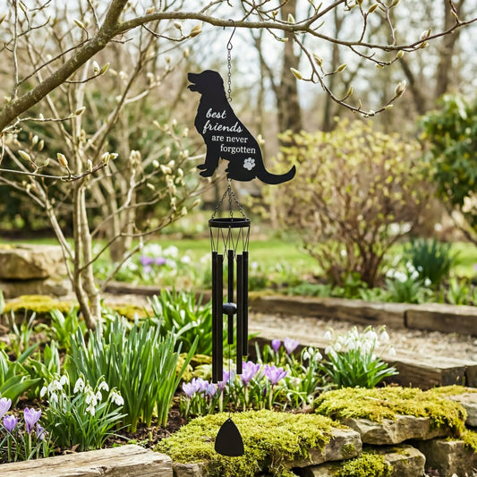 Memorial Decorative Wind Chime, Metal, Lasercut Dog