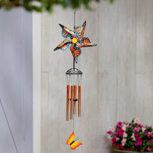 Wind Spinner Butterfly Wind Chime, Orange