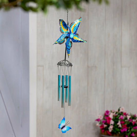 Wind Spinner Butterfly Wind Chime, Blue