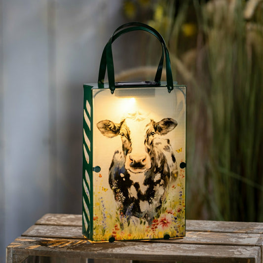 Hillside Pasture Outdoor Lamp & Lighting Metal and Glass Cow Bag Shape