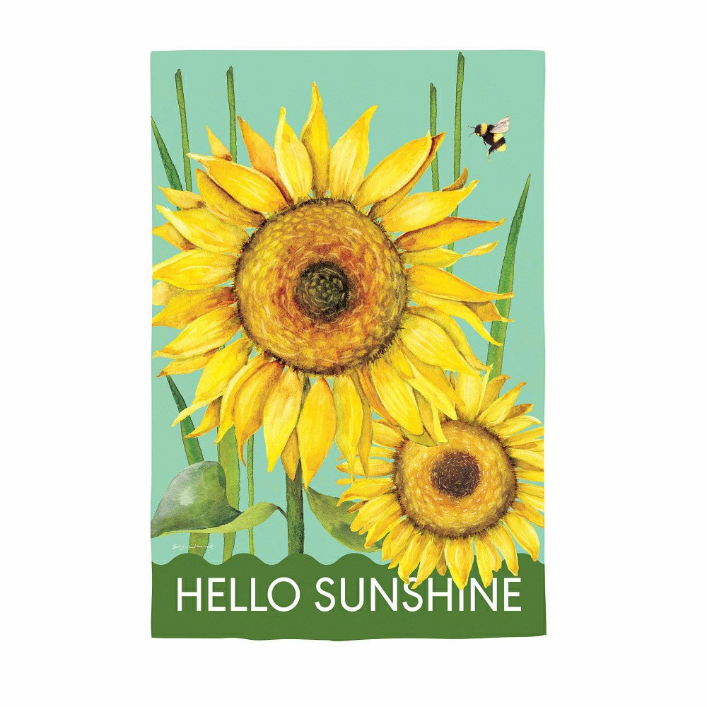 Hello Sunshine Burlap House Flag