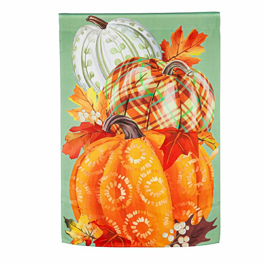 Painted Fall Pumpkins Suede House Flag