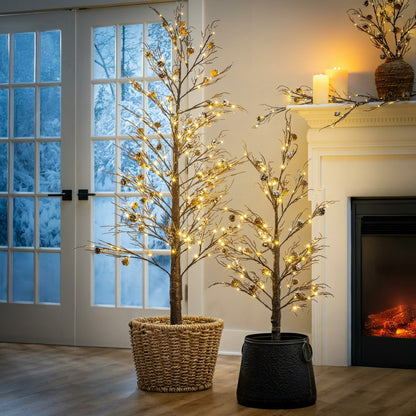 Winter Grove Stem Pine Cone Frosted LED Artificial Branch, 30"H