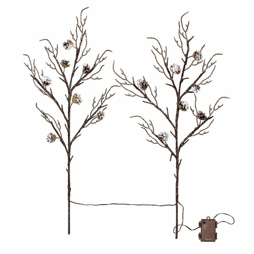 Winter Grove Stem Pine Cone Frosted LED Artificial Branch, 30"H