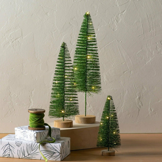 Set of Three Green Tabletop Trees