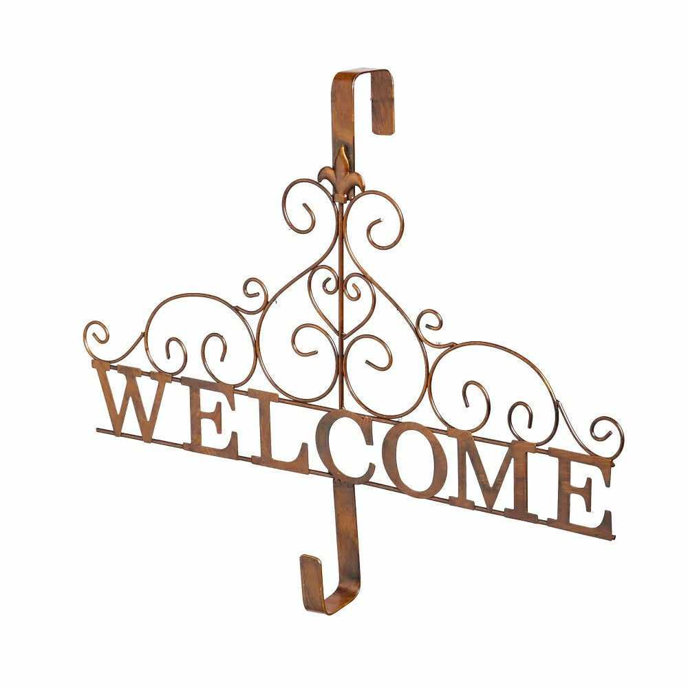 Metallic Copper Fleur-de-Lis Welcome Wreath Holder
