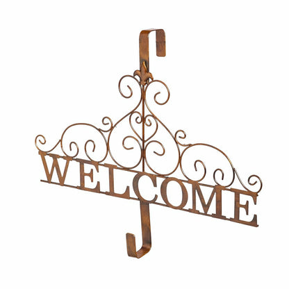 Metallic Copper Fleur-de-Lis Welcome Wreath Holder