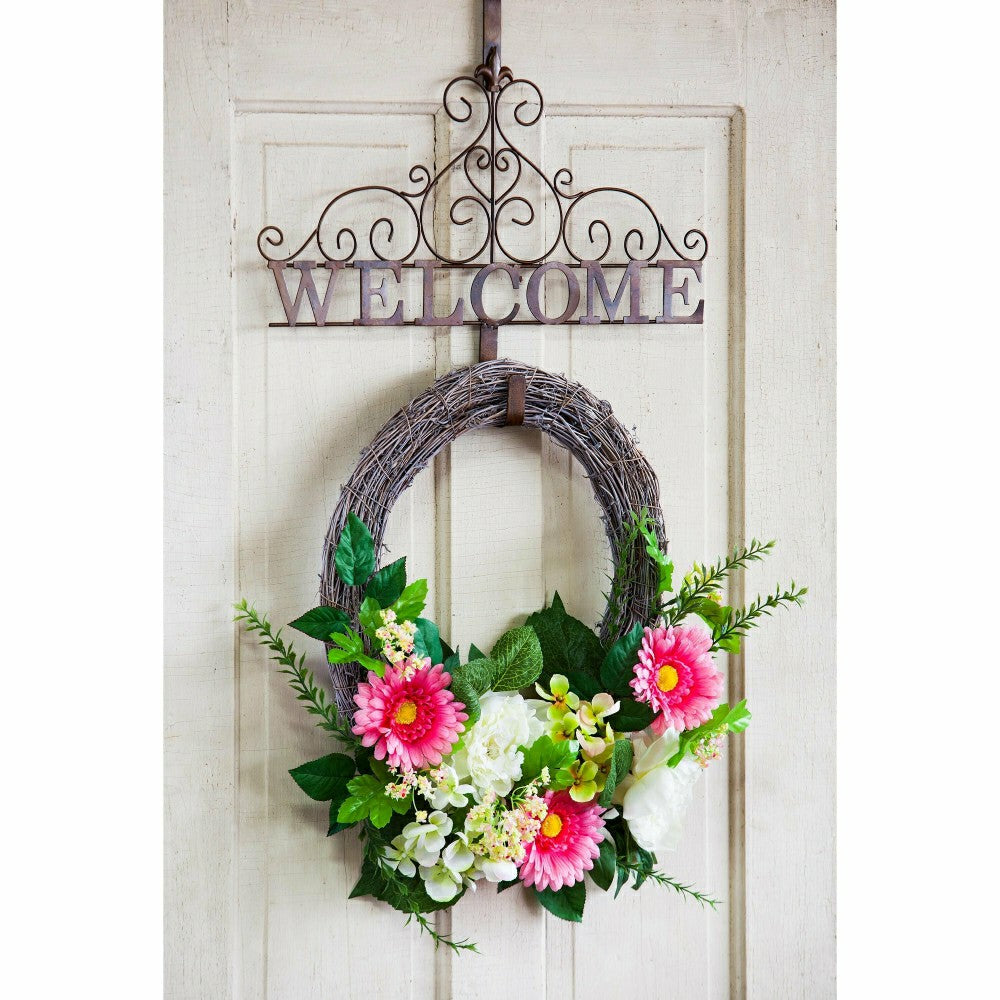 Metallic Copper Fleur-de-Lis Welcome Wreath Holder