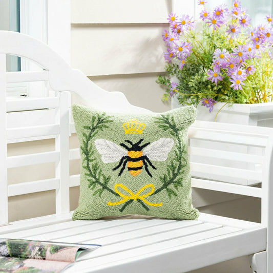 Queen Bee Hooked Pillow