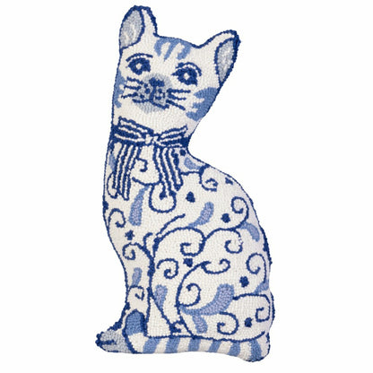 Chinoiserie Cat Hooked Pillow