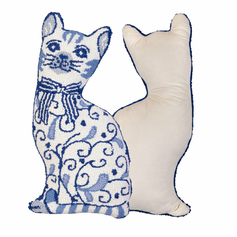 Chinoiserie Cat Hooked Pillow