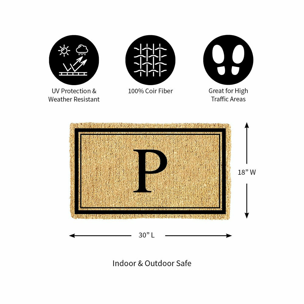 Monogram Coir Mat, Letter "P"
