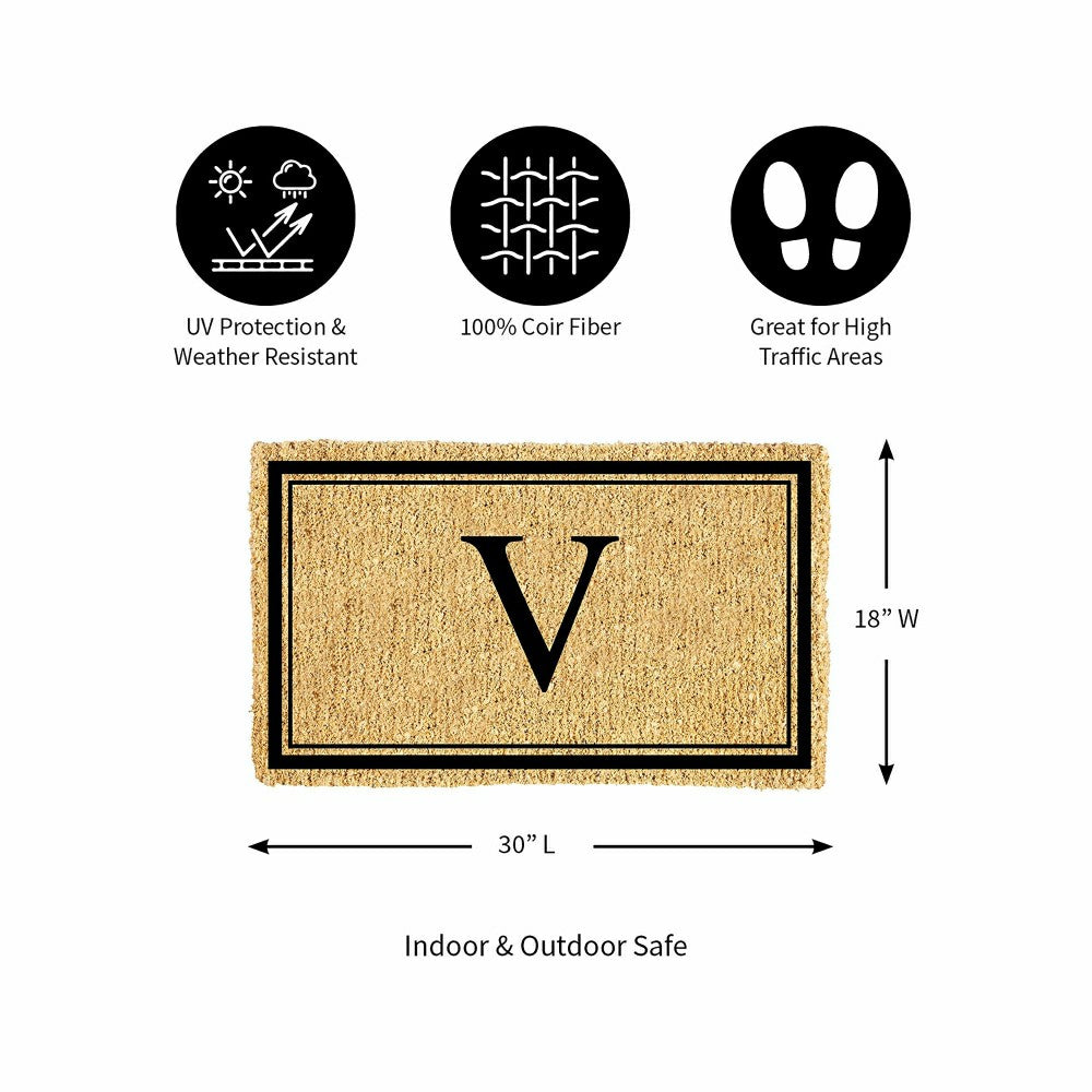 Monogram Coir Mat, Letter "V"