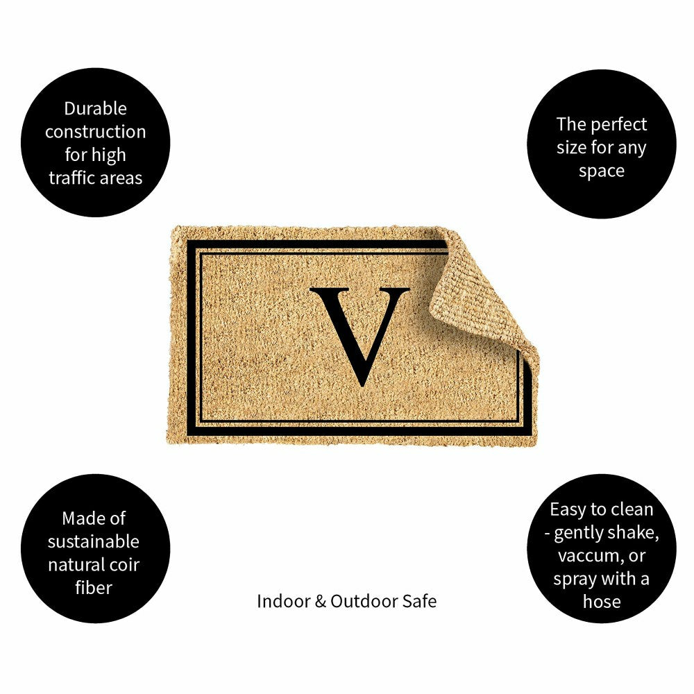 Monogram Coir Mat, Letter "V"