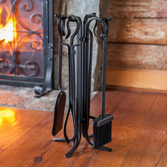 Compact Size Hand-Forged Fireplace Tool Set