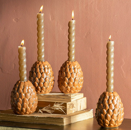 Pinecone Candle Holder, Set of 4