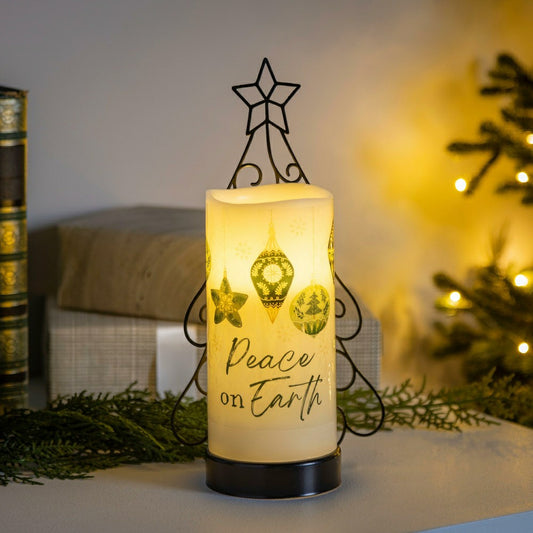 Shades of Emerald LED Table Decor Wax Flicker Light Candle with Metal