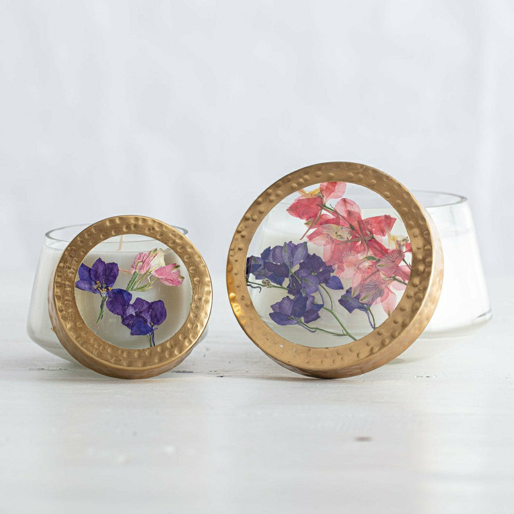 Roman Lavender Medium Pressed Floral Candle